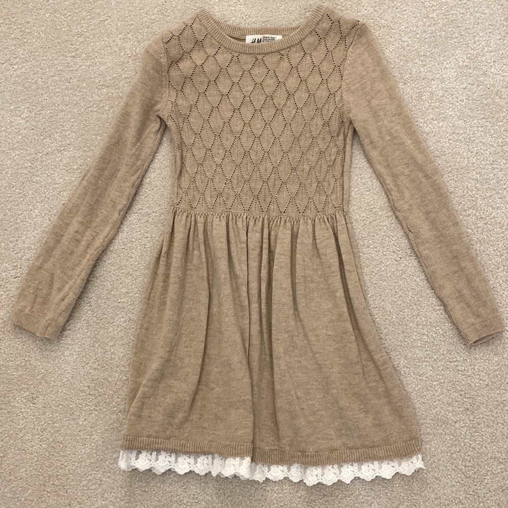 H&M Kids Casual Dress - Tan with White Lace